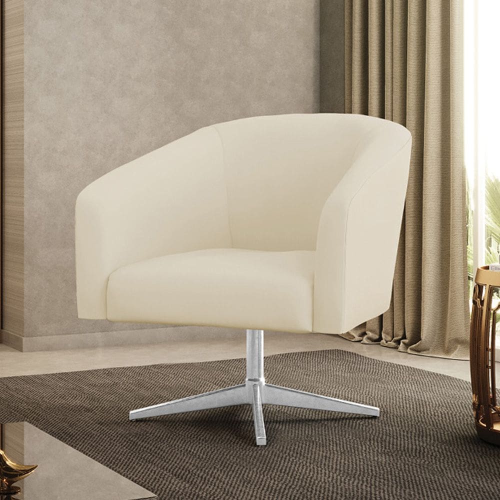 Poltrona Decorativa Giratória Cromada Stella Cotelê Ext/Veludo D03 - D`Rossi
