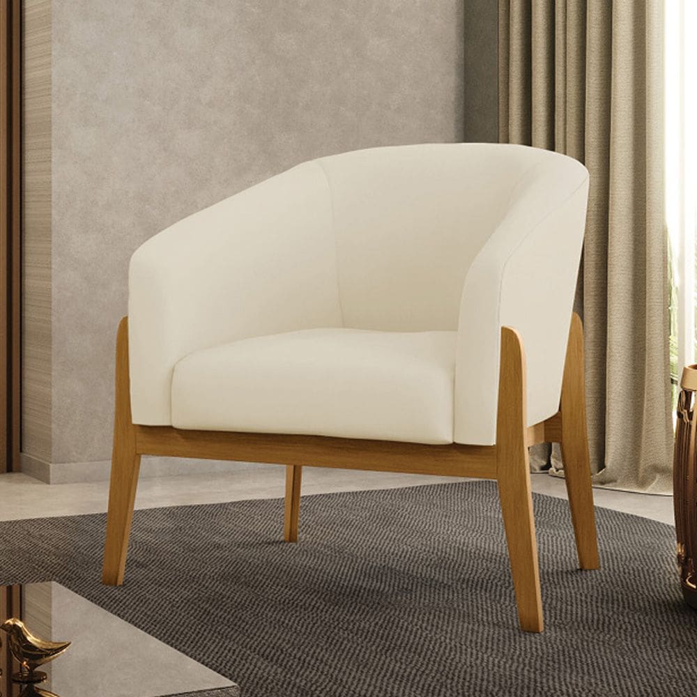 Poltrona Decorativa Base Madeira Stella Cotelê Ext/Veludo D03 - D`Rossi