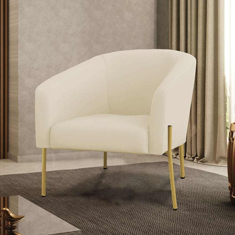 Poltrona Decorativa Pé de Ferro Dourado Stella Cotelê Ext/Veludo D03 - D`Rossi