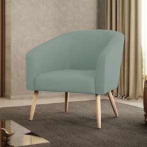 Poltrona Decorativa Pé Palito Natural Stella Cotelê Int/Veludo Menta D03 - D`Rossi