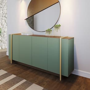 Buffet Aparador com 4 Portas 160x79cm Copacabana Hortelã Amêndoa