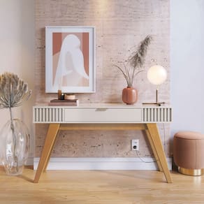 Aparador Ripado para Sala 136x74cm Riviera Off White