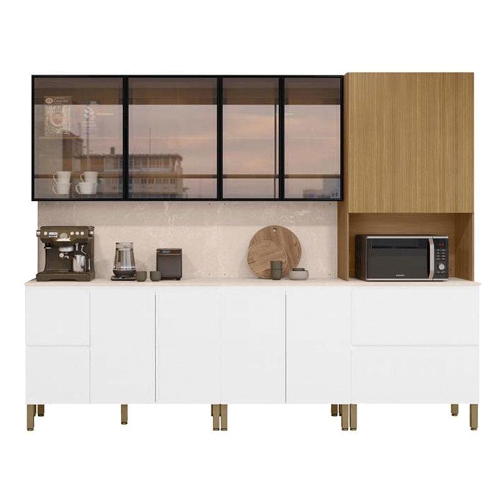Cozinha Modulada Art 6 Peças Composição 9 Freijó Ártico Riscatto - Kits Paraná