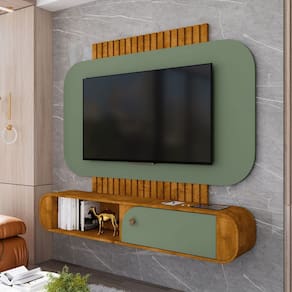 Painel para TV Até 55 Polegadas Lior 1 Porta Naturallle/Pistache - Pnr Móveis