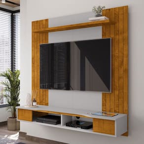 Painel para TV Até 55 Polegadas Sacha 1 Prateleira Naturallle/Off White - Pnr Móveis