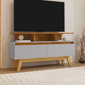 Rack para TV Até 50 Polegadas Mansell 2 Portas Naturallle/Off White - Pnr Móveis