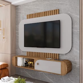 Painel para TV Até 55 Polegadas Lior 1 Porta Cinamomo/Off White - Pnr Móveis
