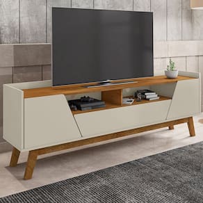 Rack para TV Até 70 Polegadas Evans 2 Portas 1 Gaveta Off White/Natural - Pnr Móveis