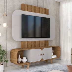 Estante para TV Até 75 Polegadas Andros 2 Portas Cinamomo/Off White - Pnr Móveis