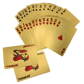 Baralho Dourado Ouro Folheado A Prova D`água 54 Cartas