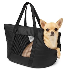 Bolsa Mochila Preta Pet Cachorro Gato Dobravel Viagem Passeio Carro Sacola Alca De Ombro