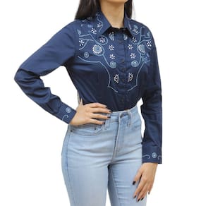 Camisete Vaqueiros Feminino Azul Escuro com Strass 36827