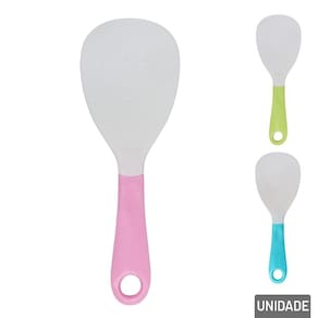 Colher de Arroz Plástico 19,5cm com Cabo Colorido - Tudo em Caixa