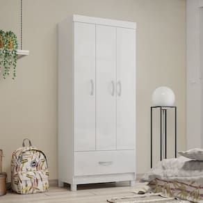 Guarda Roupa Roupeiro 03 Portas Prince Branco Demóbile
