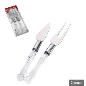 Conjunto Para Queijos e Frios Inox 2 Peças Cristal - Tudo em Caixa
