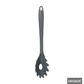 Colher de Silicone 28cm Pegador Macarrão Cinza - Tudo em Caixa