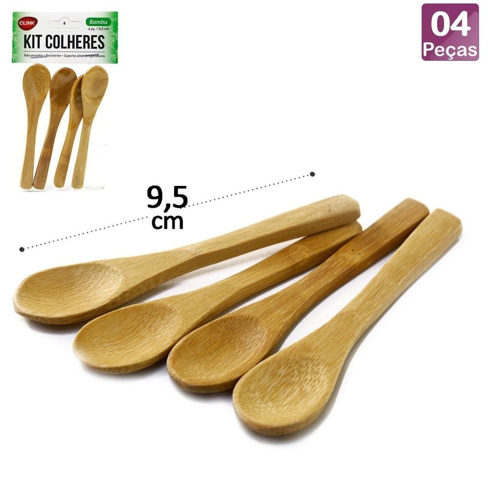 Colher de Sobremesa Bambu 4 Peças - Tudo em Caixa