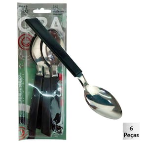 Colher de Mesa Inox 6 Peças OPA Preto - Tudo em Caixa