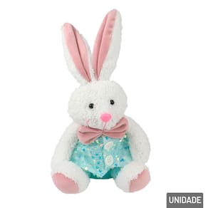 Coelho de Pelúcia Páscoa 32cm Sentado Decorado - Tudo em Caixa