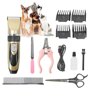 Kit Pet Maquina Recarregavel Tosa De Cães E Gatos