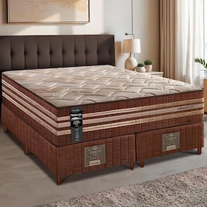 Cama Box King Colchão + Box 193x203x76 com Espuma Látex Robust Gel 220 Caramelo Cama inBox