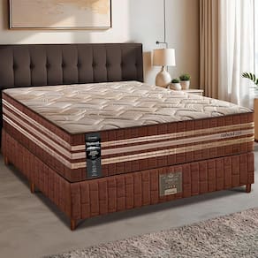 Cama Box Casal Colchão + Box 138x188x76 com Espuma Látex Robust Gel 220 Caramelo Cama inBox