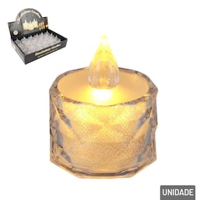 Vela Decorativa LED 5cm Texturizada Transparente - Tudo em Caixa