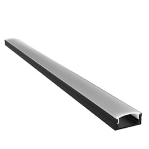 Kit 2 Perfil Sobrepor Overlap 1m 15,15x6mm Preto P/ Led - Áreas Internas