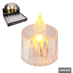 Vela Decorativa LED 5cm Canelado Transparente - Tudo em Caixa