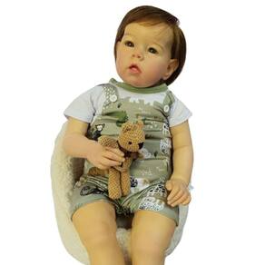 Bebê Reborn Menino Olhos Abertos Artesanal Corpo De Pano Macio Realista