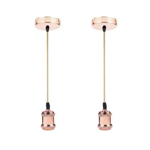 Kit 2 Lustres Pendentes Luminária Vintage Metal Rose - áreas Internas