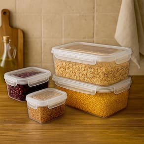 Escolha Seu Kit Potes Herméticos para Mantimentos de Cozinha Alimentos Armário Acrílico Plástico