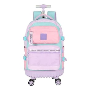 Mochila De Rodinha E Alca Up4you Rosa E Verde Giro360 Luxcel
