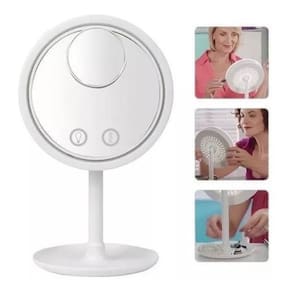 Espelho De Led Com Ventilador Mini Espelho Aumento Usb Pilha