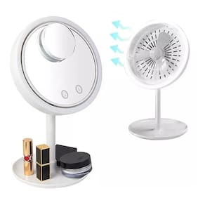 Espelho De Led E Ventilador Mini Espelho Aumento Usb Pilha