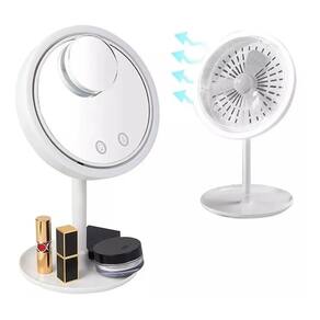 Espelho De Led E Ventilador Mini Espelho Aumento Usb Pilha