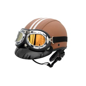 Capacete Bike/Scooter Coquinho Br 101 Creme Retro Amarelo M