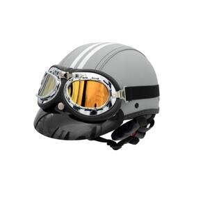 Capacete Bike/Scooter Coquinho Br 101 Cinza Retro Amarelo M