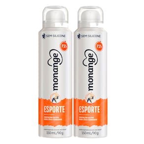 Kit 2 Desodorante Monange Esporte Aerosol Antitranspirante 72h Sem Silicone 150ml