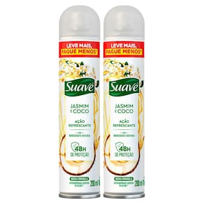 Kit 2 Desodorante Suave Jasmim e Coco Aerossol Antitranspirante 48h 200ml