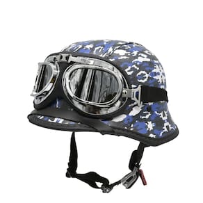 Capacete Bike/Scooter Alemão Camuflado Azul Espelhado M