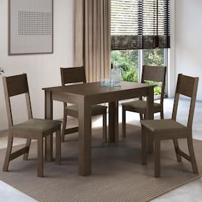 Conjunto Sala de Jantar Fidelitá Veneza Com 4 Cadeiras Noce/Off-White Assento Cacau