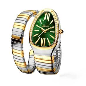 Relógio KLSKLYL Dress Shape Snake Shape Bracelete Feminino Impermeável