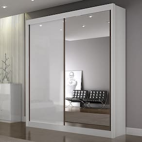 Guarda Roupa Luxo 2 Portas em MDF com Espelho Leifer