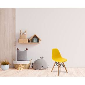 Conjunto 6 Cadeiras Infantis Base Madeira sem Braço Eiffel Amarelo
