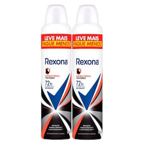 Kit 2 Desodorante Antitranspirante Rexona Antibacterial + Invisible Aerosol 250ml Leve Mais Pague Menos