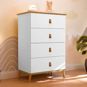 Cômoda de Bebê Estrelinha 4 Gavetas Branco/Natural - Pnr Móveis
