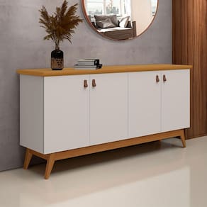 Balcão Buffet Mackay 4 Portas Off White/Natural - Pnr Móveis