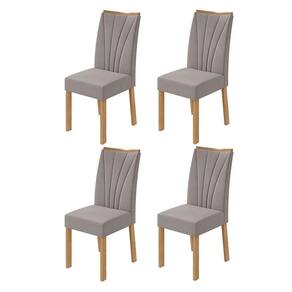 Cadeira para Mesa de Jantar Apogeu kit 04 Peças Veludo Liso Capuccino Amêndoa Clean - Lopas