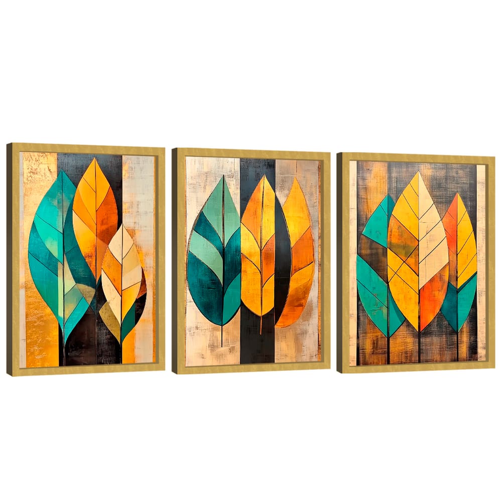 Quadro Decorativo Trio Abstrato Botânico
